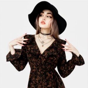 Disturbia Monstera Frill Wrap Mini Dress